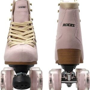 Roces Piper Roller Skates Blush Pink Vegan Leather Lace Up Quad Skate SZ 7